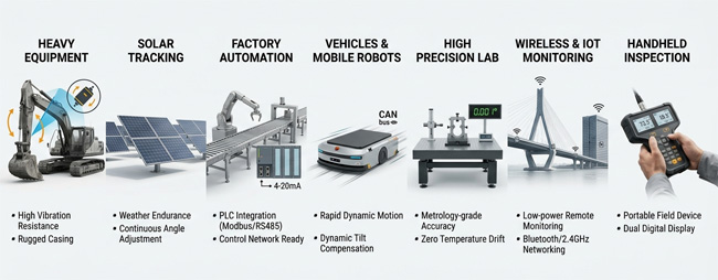 Infographic detailing factors when choosing an inclinometer sensor