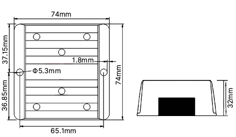 DC DC step up converter 12V to 30V size