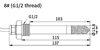 Dew point temperature sensor probe-8 dimension