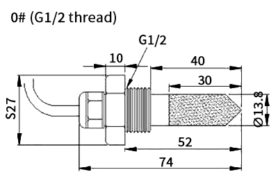 Dew point temperature sensor probe-0 dimension