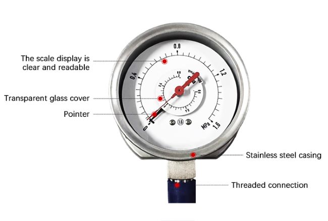 stainless steel differential pressure gauge detail