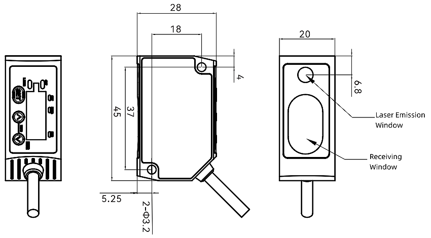 digital displacement sensor dimension