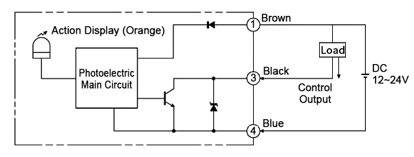 Digital photoelectric sensor wiring