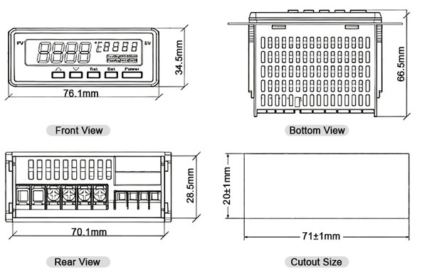 Digital temperature controller size