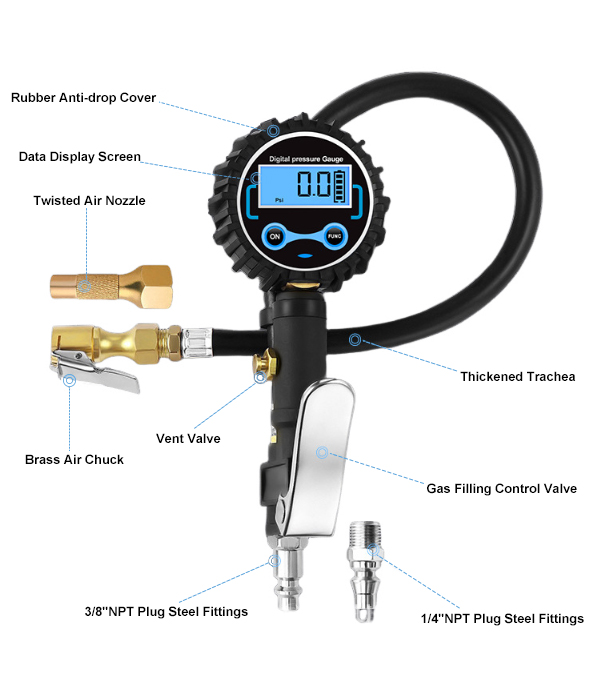Digital tire pressure gauge details