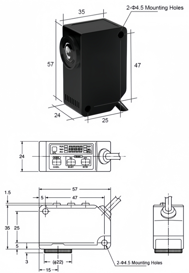 Color mark sensor dimension