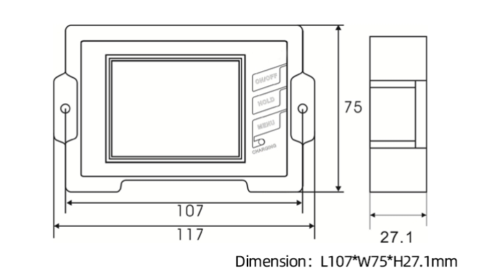 Dimension of digital inclinometer DMI815