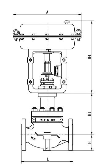 DN40 pneumatic globe valve size
