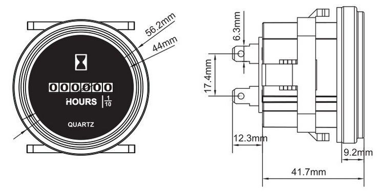 electric hour meter dimension
