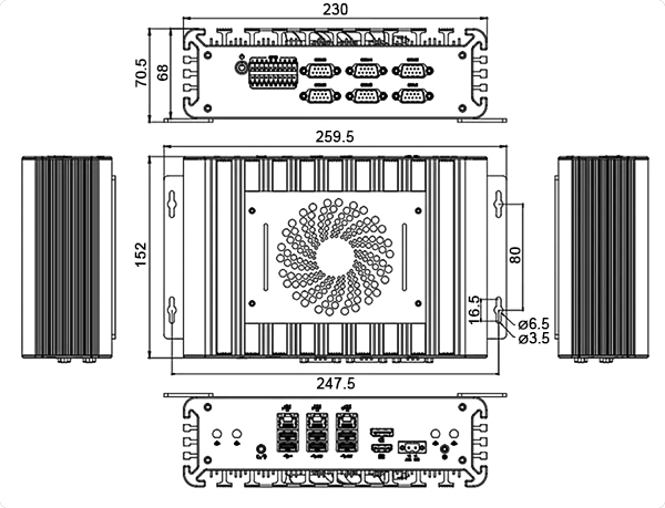 Embedded industrial PC core i5 size