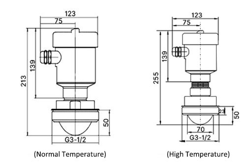Explosion proof radar level transmitter thread connection size