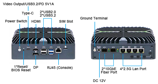 Fanless industrial PC core i3 i5 i7 detail