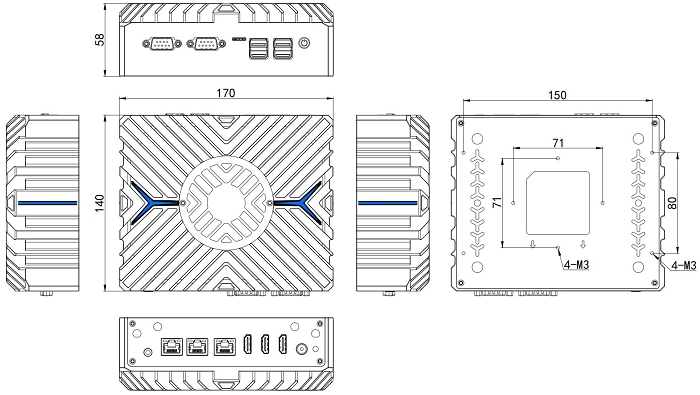 fanless industrial pc core i5 i7 dimensions