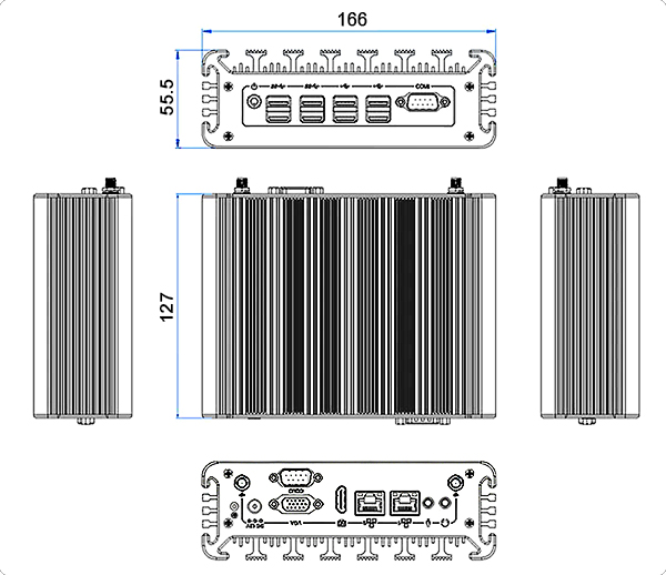 Fanless industrial PC i5 size