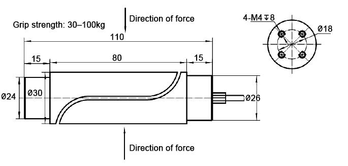 Grip force sensor 30-100kg dimension