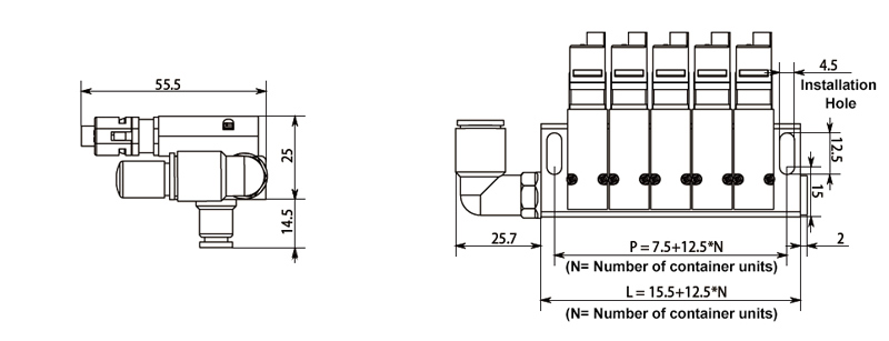 High-speed manifold solenoid valve diemsnion