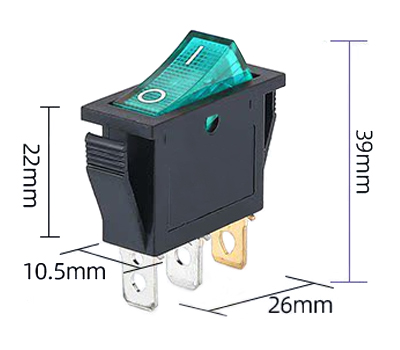 Illuminated rocker switch dimension