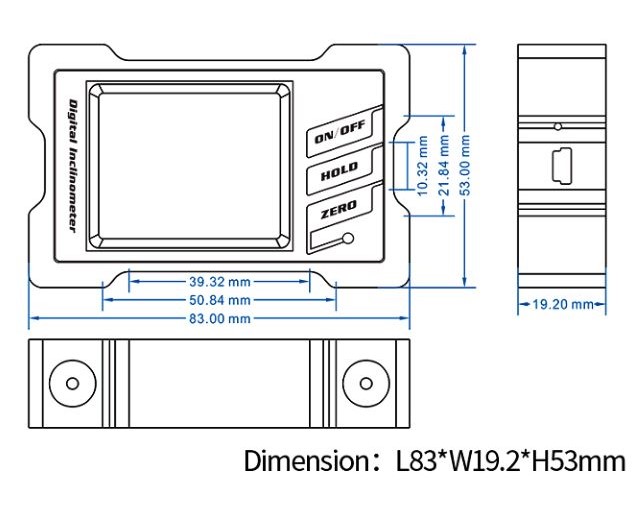 industrial digital inclinometer dimension