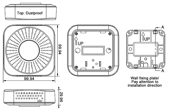 IoT air quality sensor dimension