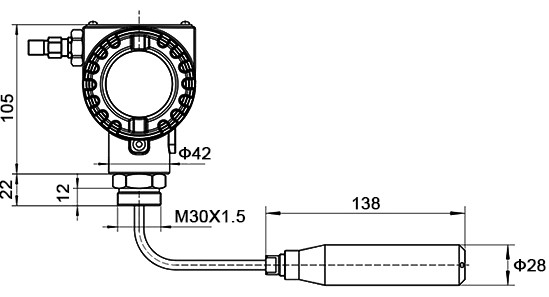 Wireless IoT water level sensor dimension