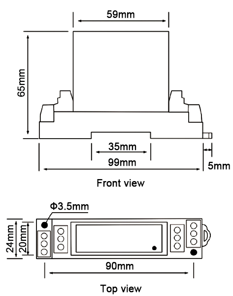 isolated ac voltage transducer dimension