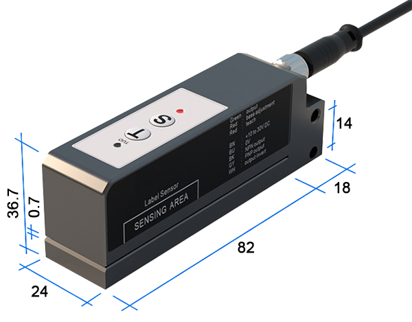 label detection sensor dimension