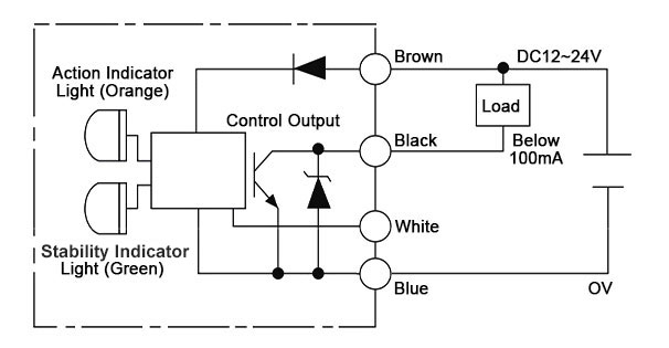 Laser diffuse reflective photo sensor wiring