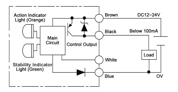 Laser diffuse reflective photo sensor wiring