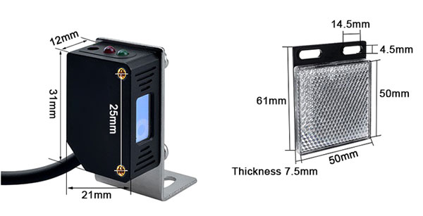 Laser retro reflective photo sensor