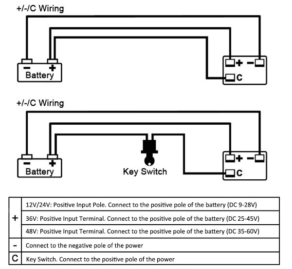 Lead acid battery gauge wiring
