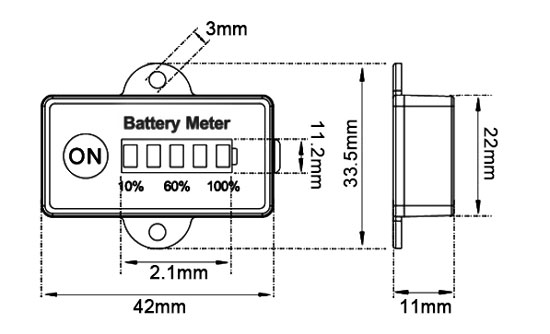 Led battery charge indicator size