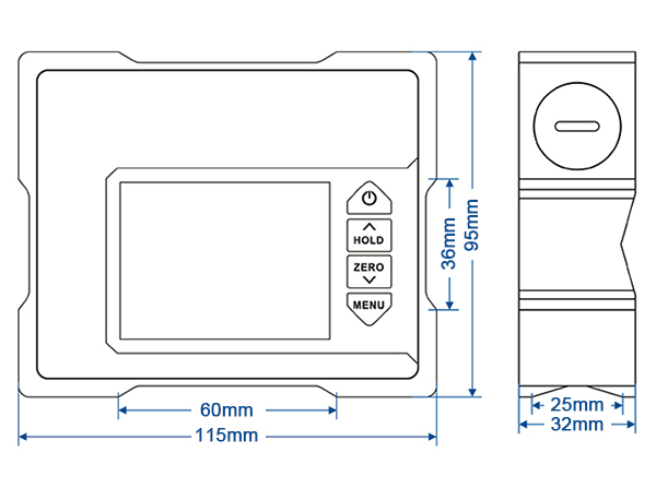 Dimension of magnetic digital inclinometer
