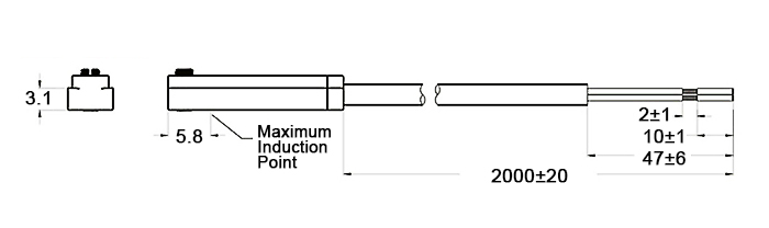 magnetic sensor for pneumatic cylinder dimension