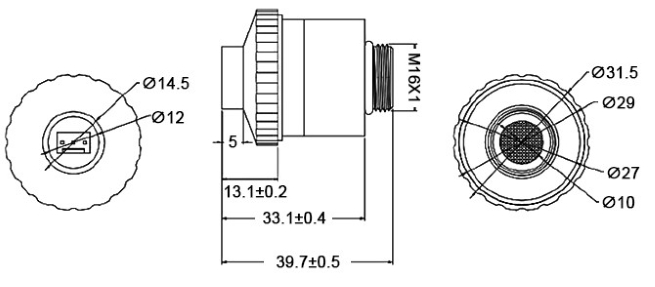Medical O2 sensor dimension