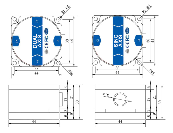 MEMS inclinometer sensor dimension