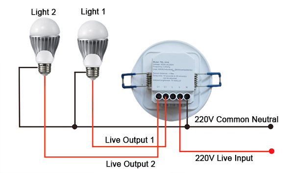 Microwave presence sensor wiring