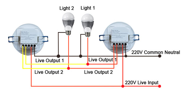 Microwave presence sensor wiring
