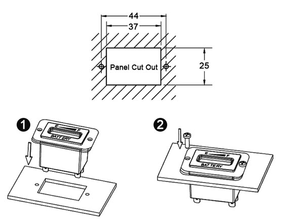 Motorcycle battery level indicator installation