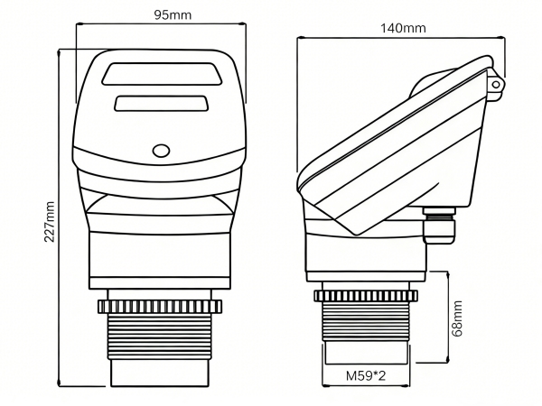 non contact ultrasonic level sensor dimension