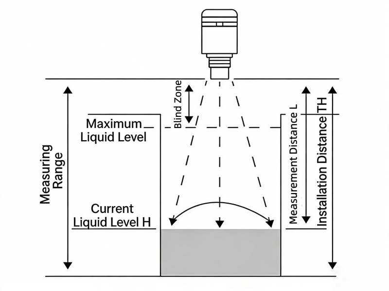 non contact ultrasonic level sensor installation