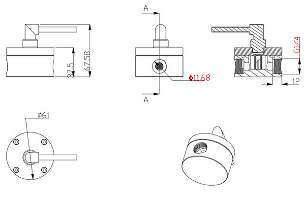 Oval gear flow sensor dimension OFZAT-02