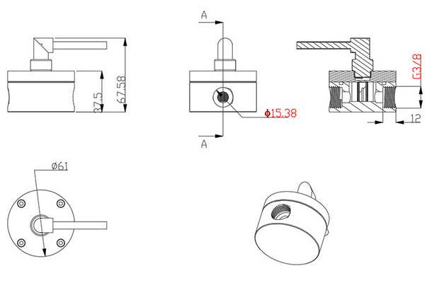 Oval gear flow sensor dimension OFZAT-03