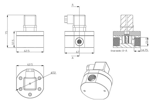Oval gear flow sensor dimension ZJ-HSM-OFZATL-04