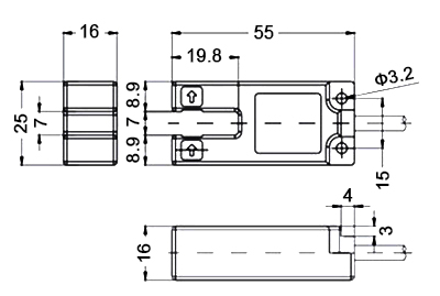 Photoelectric fork sensor size