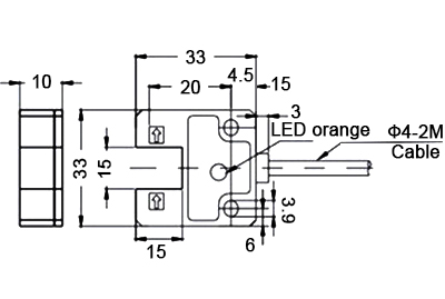 Photoelectric fork sensor size