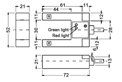 Photoelectric fork sensor size