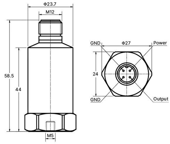 Piezo accelerometer sensor 0-5v size