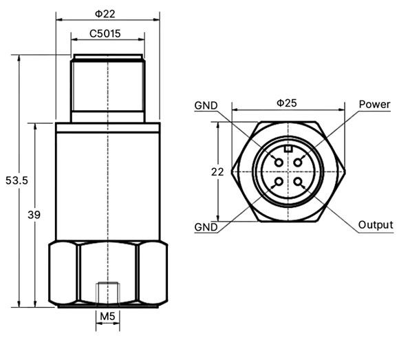 Piezo accelerometer sensor 0-5v size