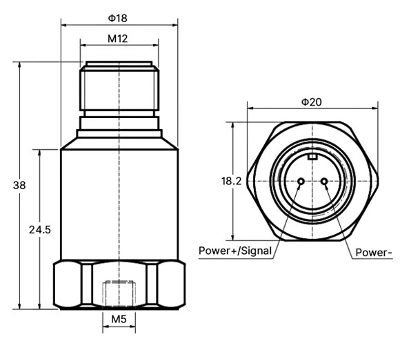 Piezoelectric accelerometer sensor size 15g