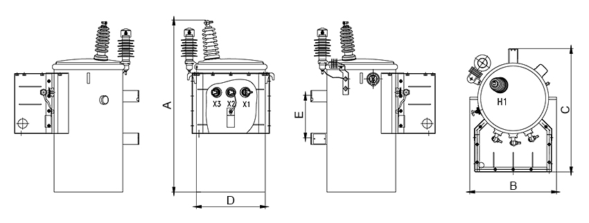 Pole mounted distribution transformer size